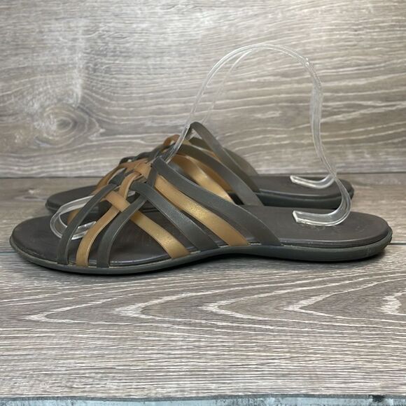 Crocs Huarache Women’s Sz 10 Bronze Brown Jelly Strappy Slip On Flip Flop Sandal - Picture 3 of 10